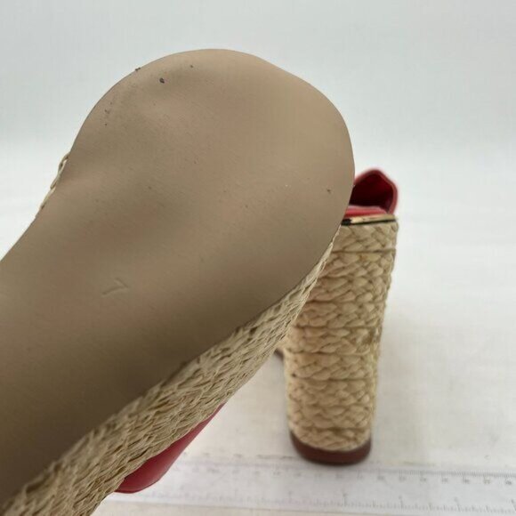 FOWT Red Platform Wedge Sandals Espadrilles Braided Open Toe Slip On Summer Mule - Picture 5 of 7